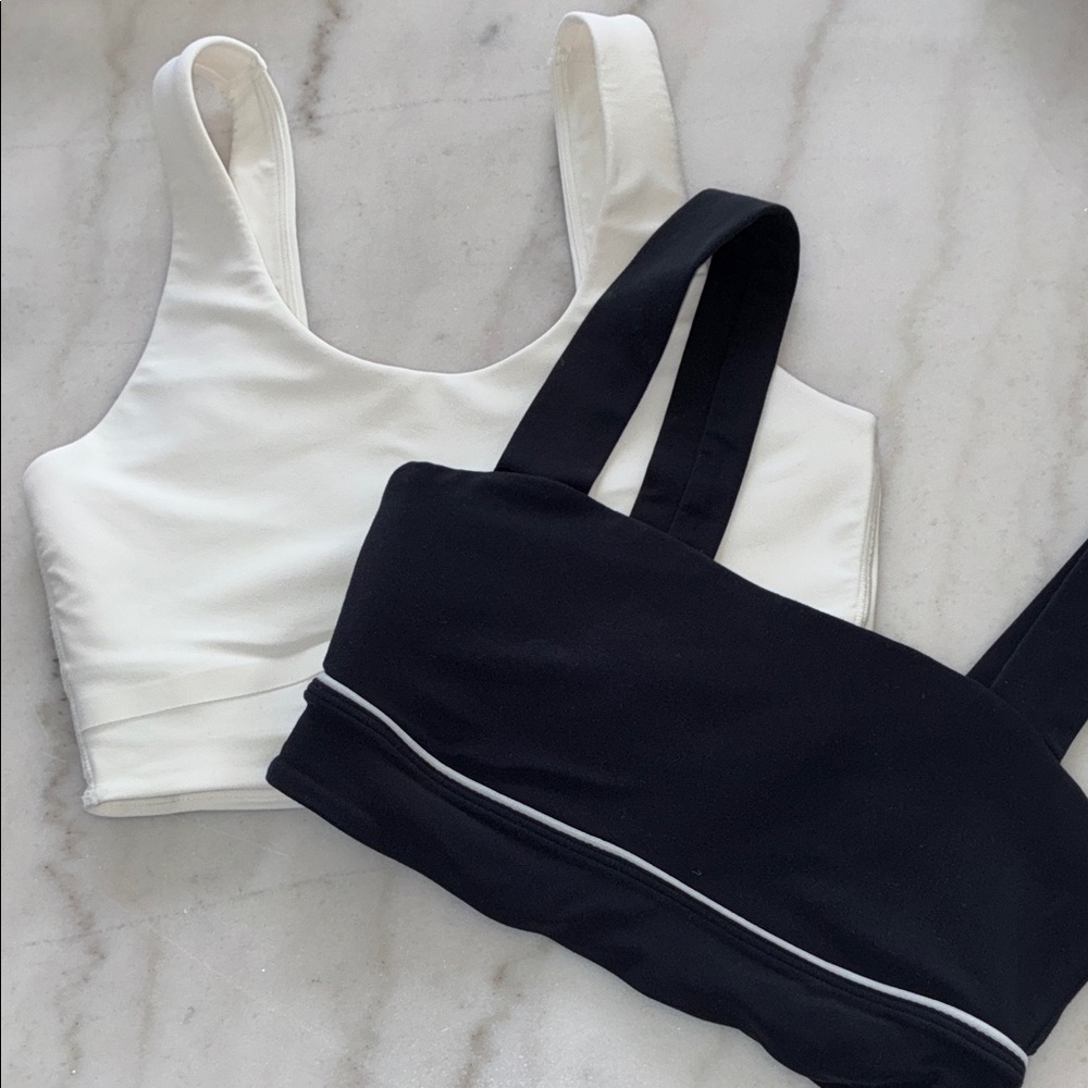 All in Motion Black and Cream Sports Bras